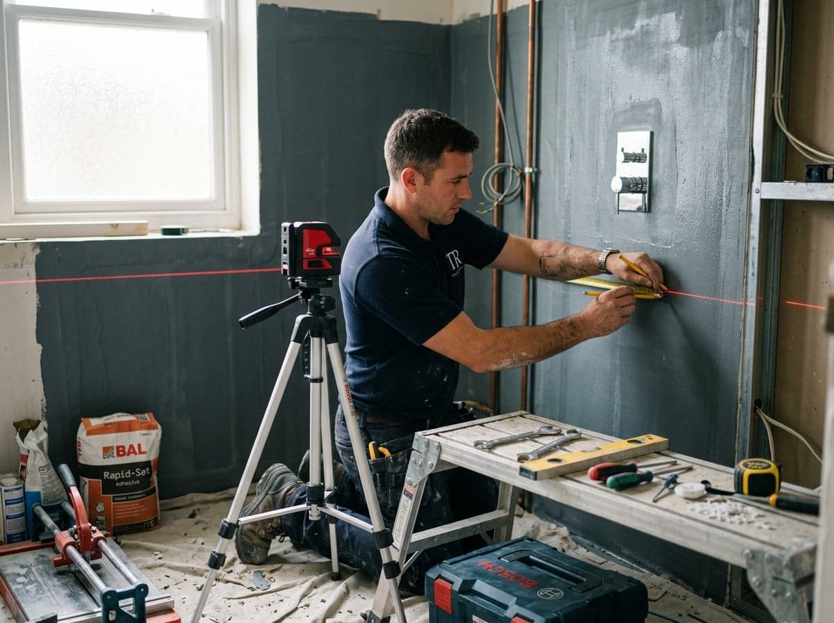 Illustration: a prepared, waterproofed bathroom wall