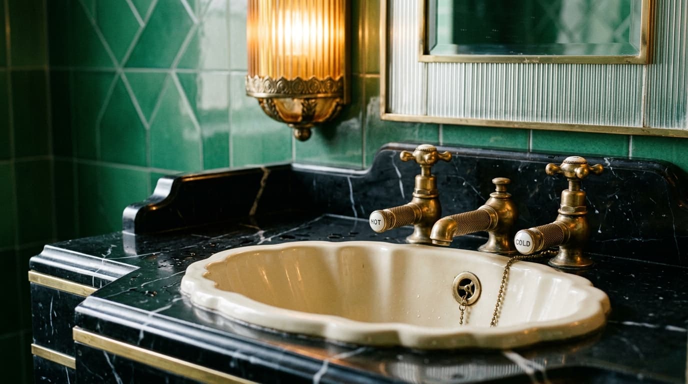 Illustration: a fluted glass wall sconce above a basin
