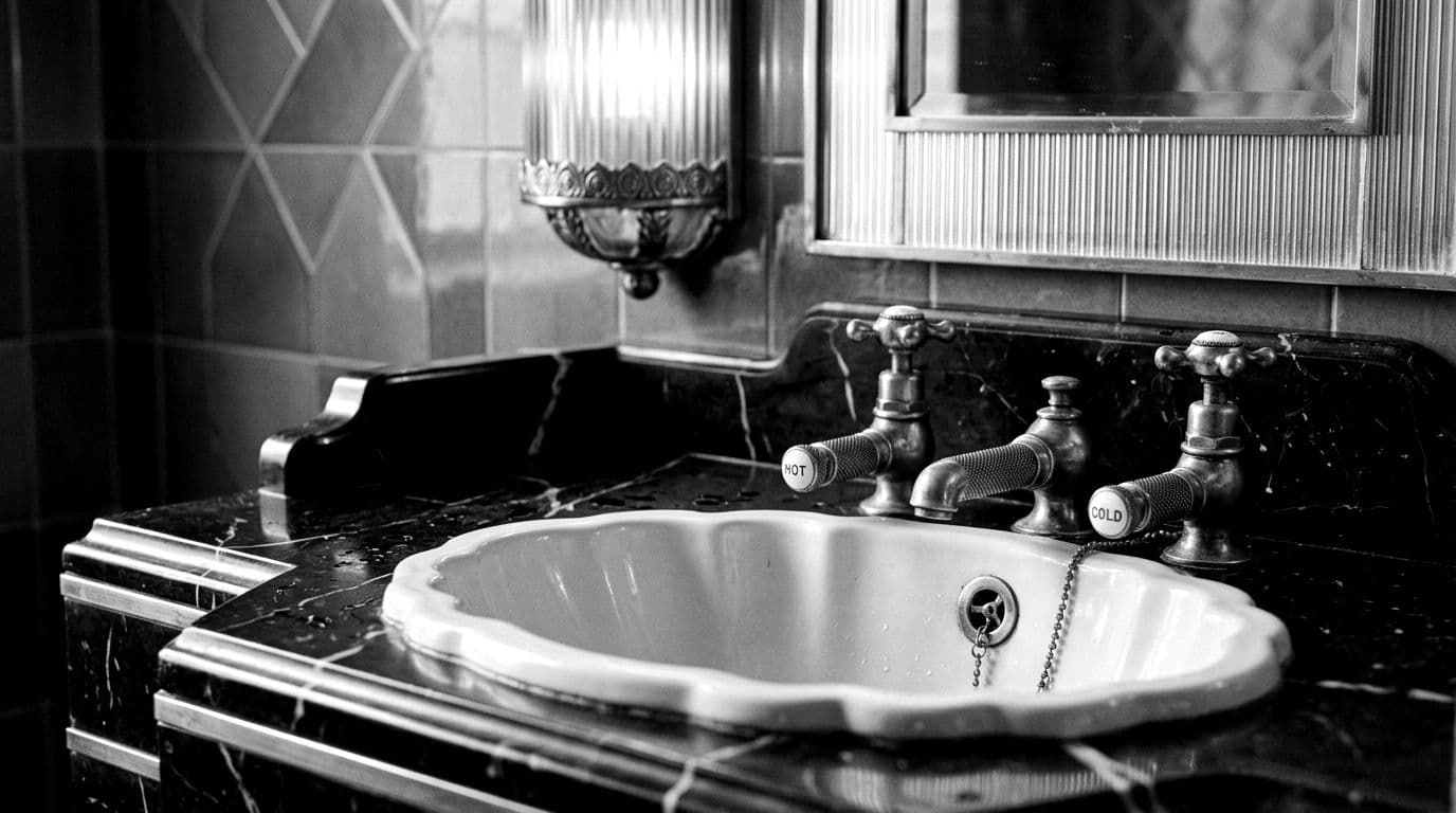 Illustration: Nero Marquina marble with a ceramic basin
