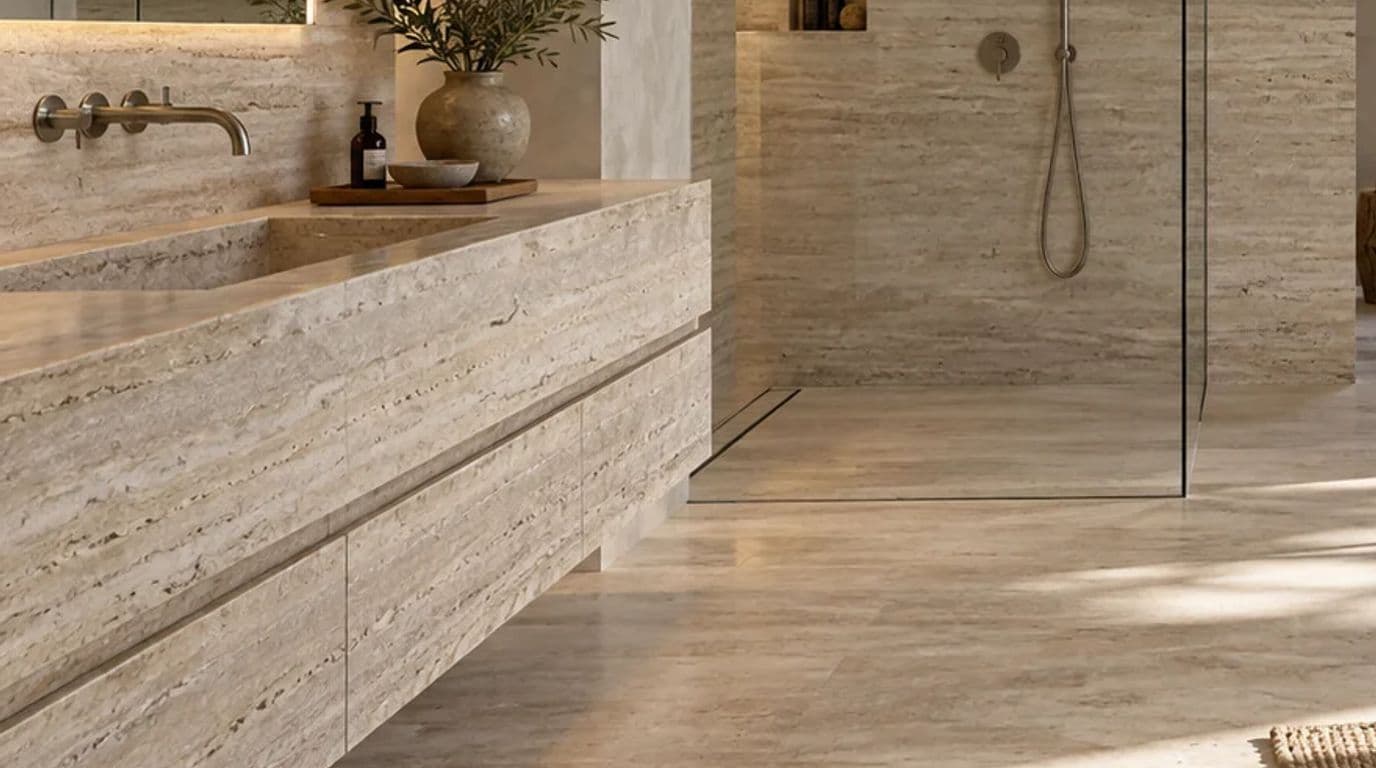 Illustration: a stone vanity with a carved basin