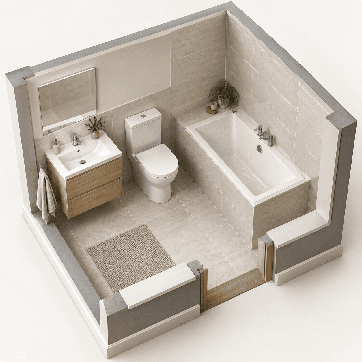 Illustration: a compact bath