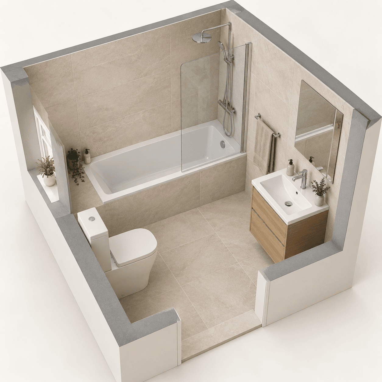 Illustration: a straight bath with a shower