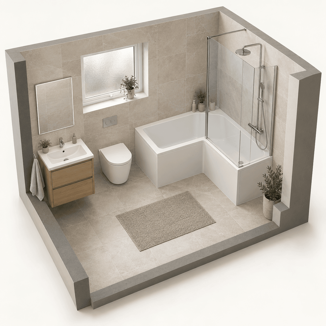Illustration: a wider shower end