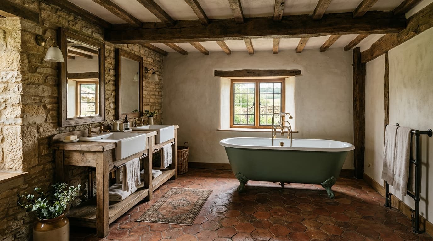 Illustration: a Farmhouse / Rustic bathroom