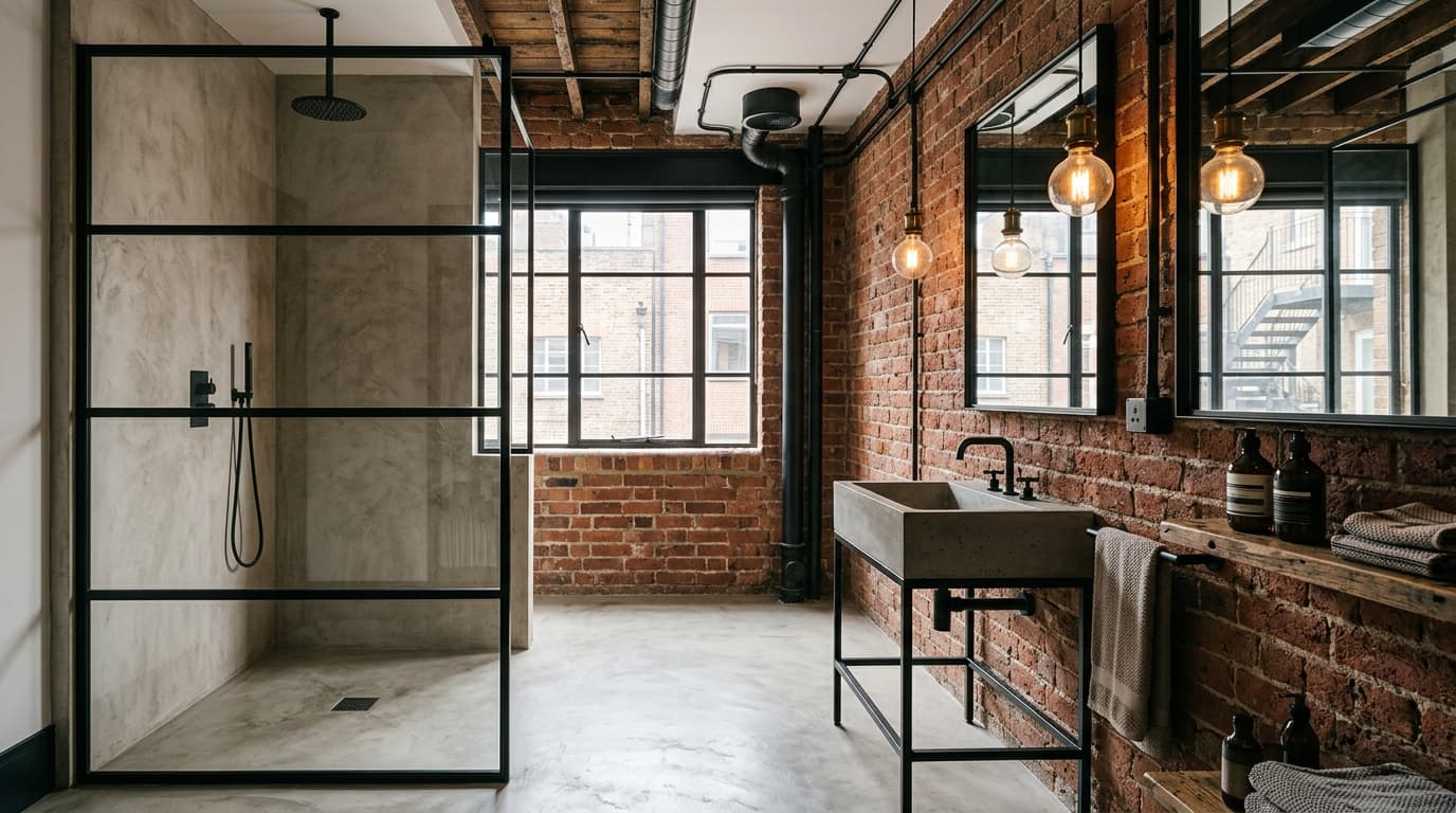 Illustration: a Industrial bathroom