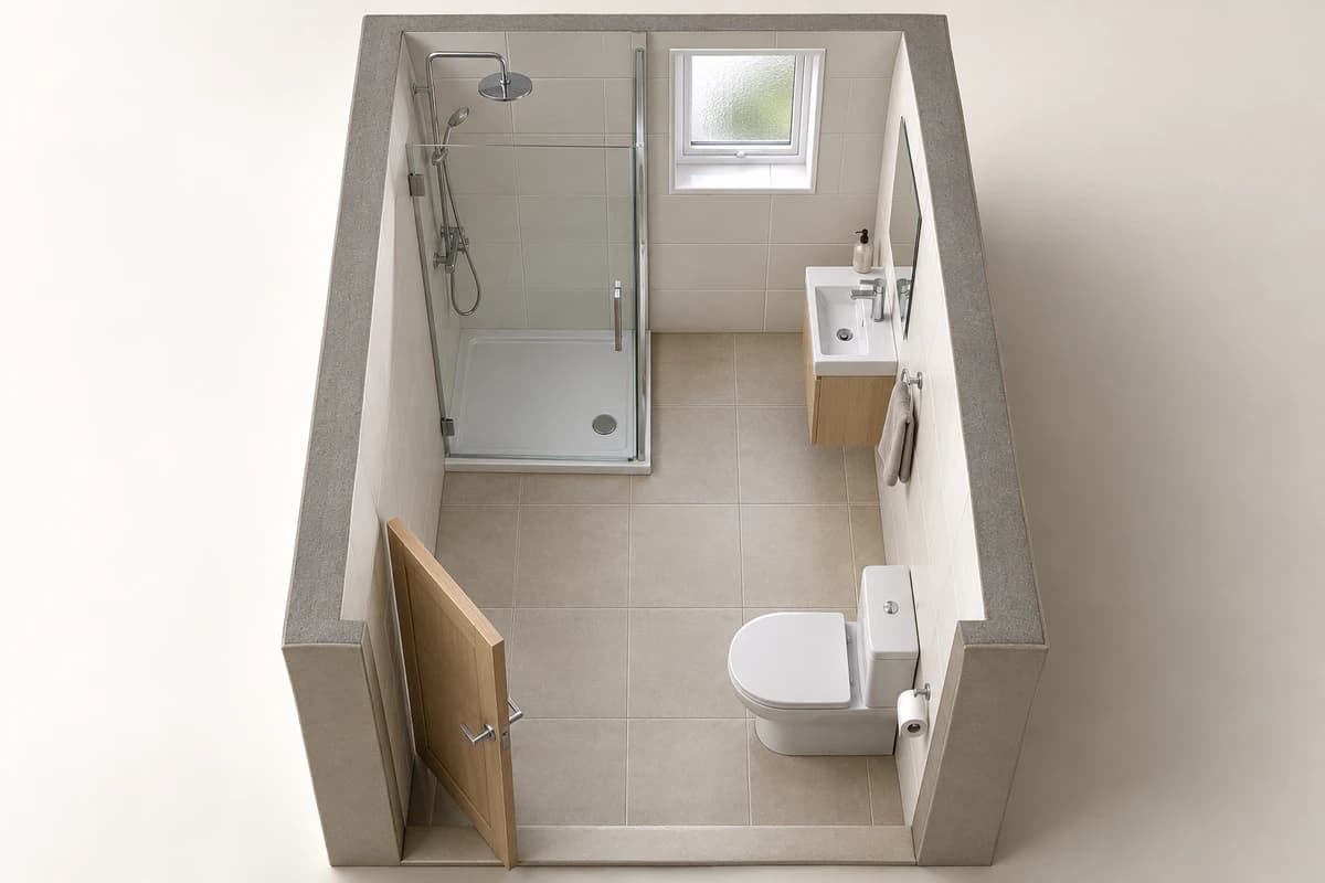 Illustration: a compact bathroom